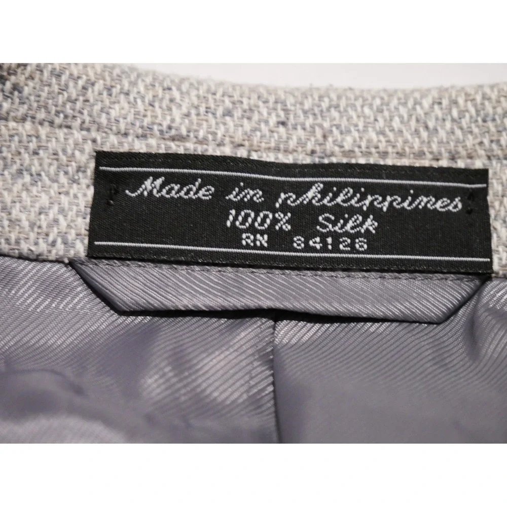 Barrington Men 42S Blazer 100% Pure Silk Sport Coat Gray Textured 2Button Jacket